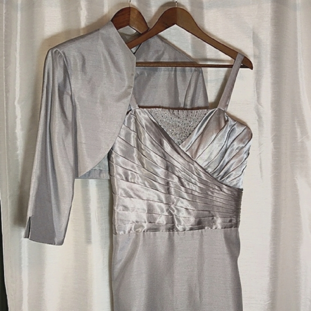 Midi/Maxi Silver Sleeveless Formal‎ with Bolero Jacket - Both Size 14